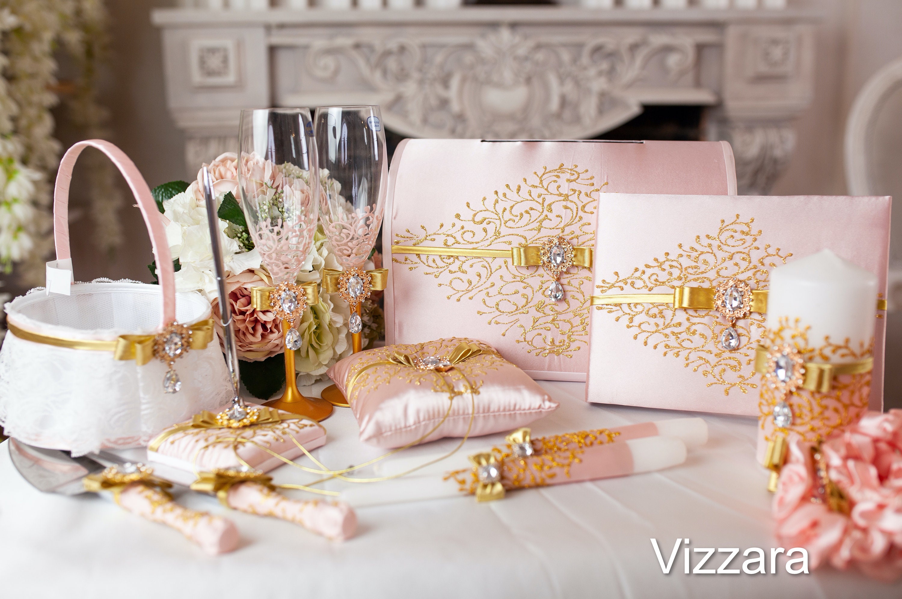 Wedding Card Box Pink Blush and Gold Wedding, Personalized, Card Box ...