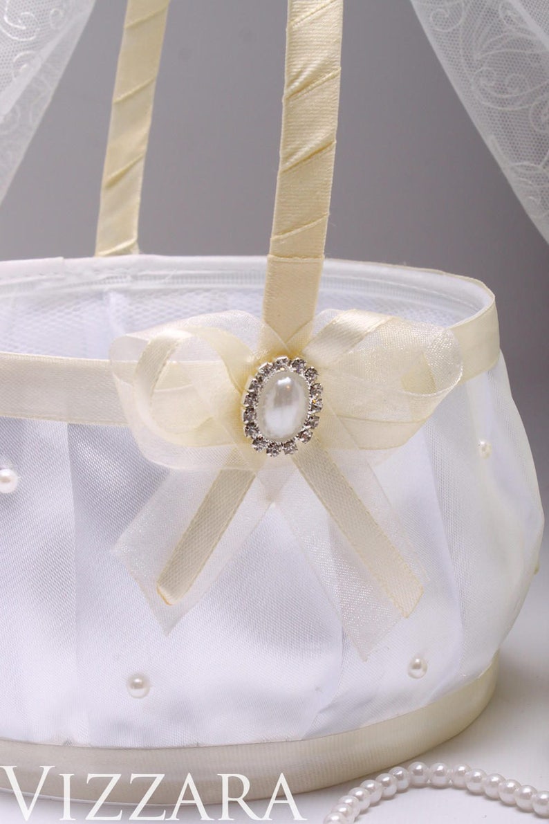 Wedding flower set girl basket Lace Blush Pearl Wedding Etsy