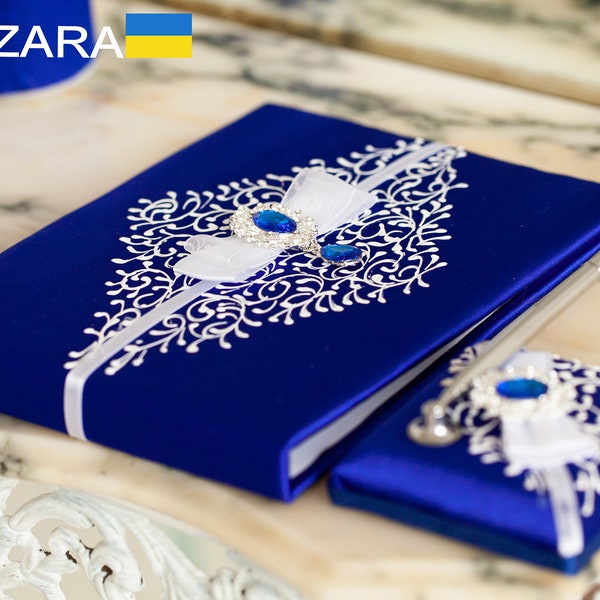 Wedding guest book Royal blue and white wedding, Personalized, Guest book wedding Royal blue and white wedding, Wedding guest books White