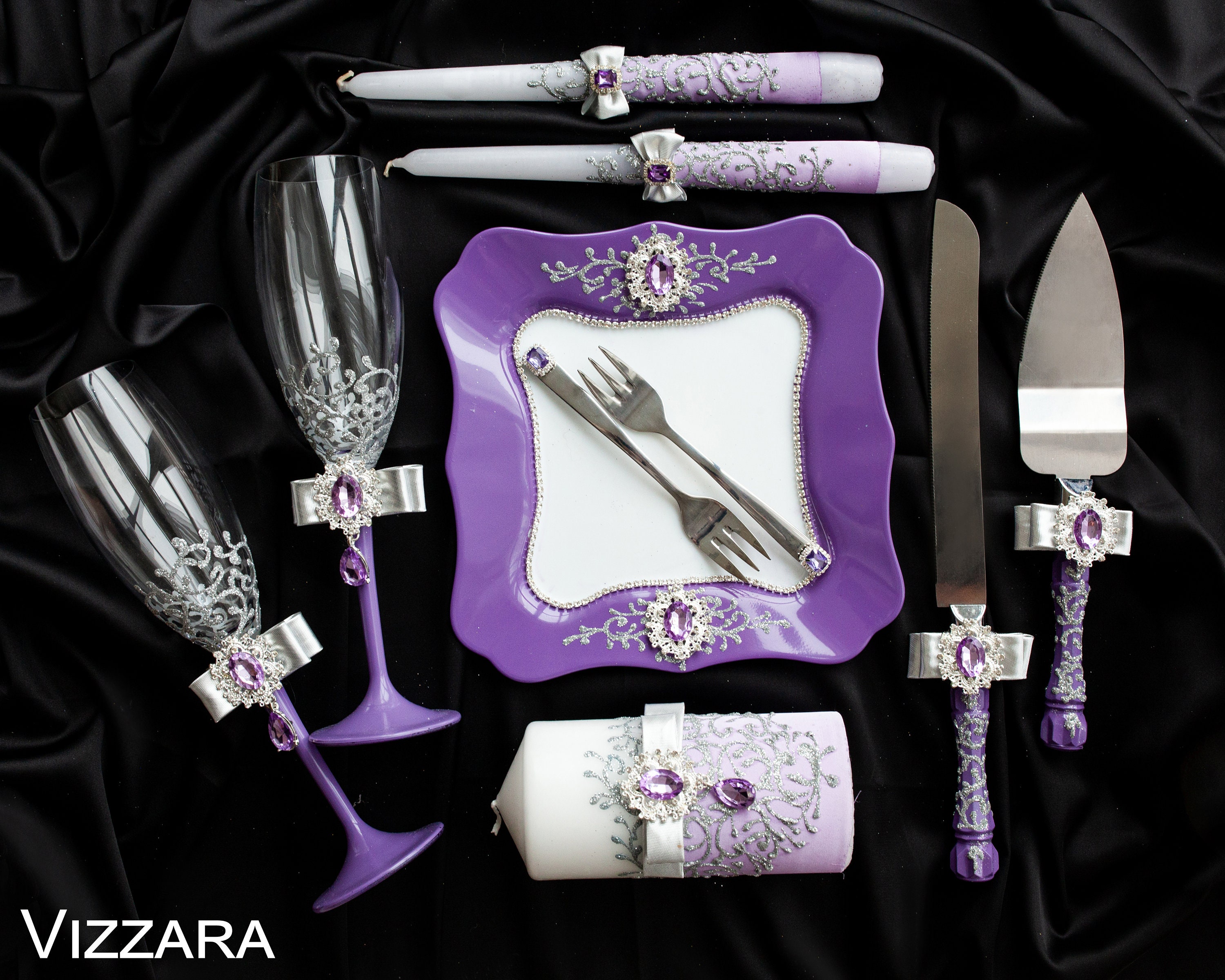 Unity Candles Set of 3 Lavender and Silver Weddings Candles Etsy