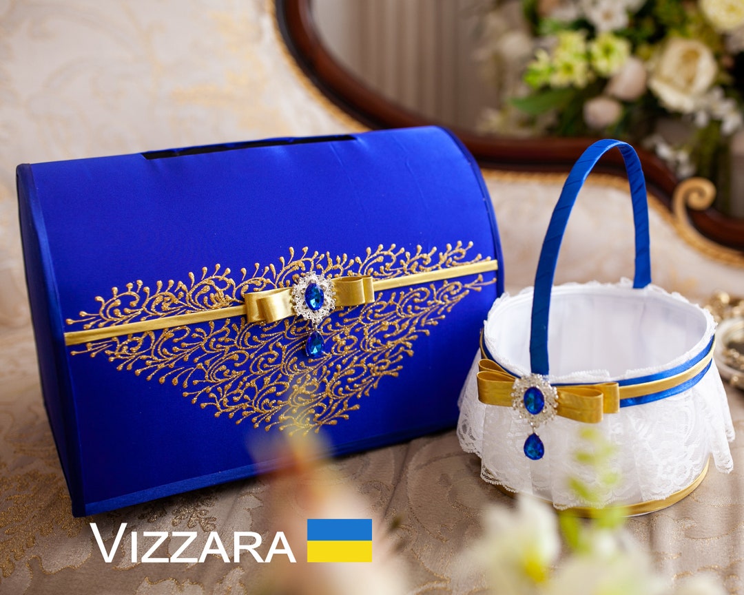 Сard Box Wedding Royal Blue and Gold Weddings Personalized Box Wedding ...