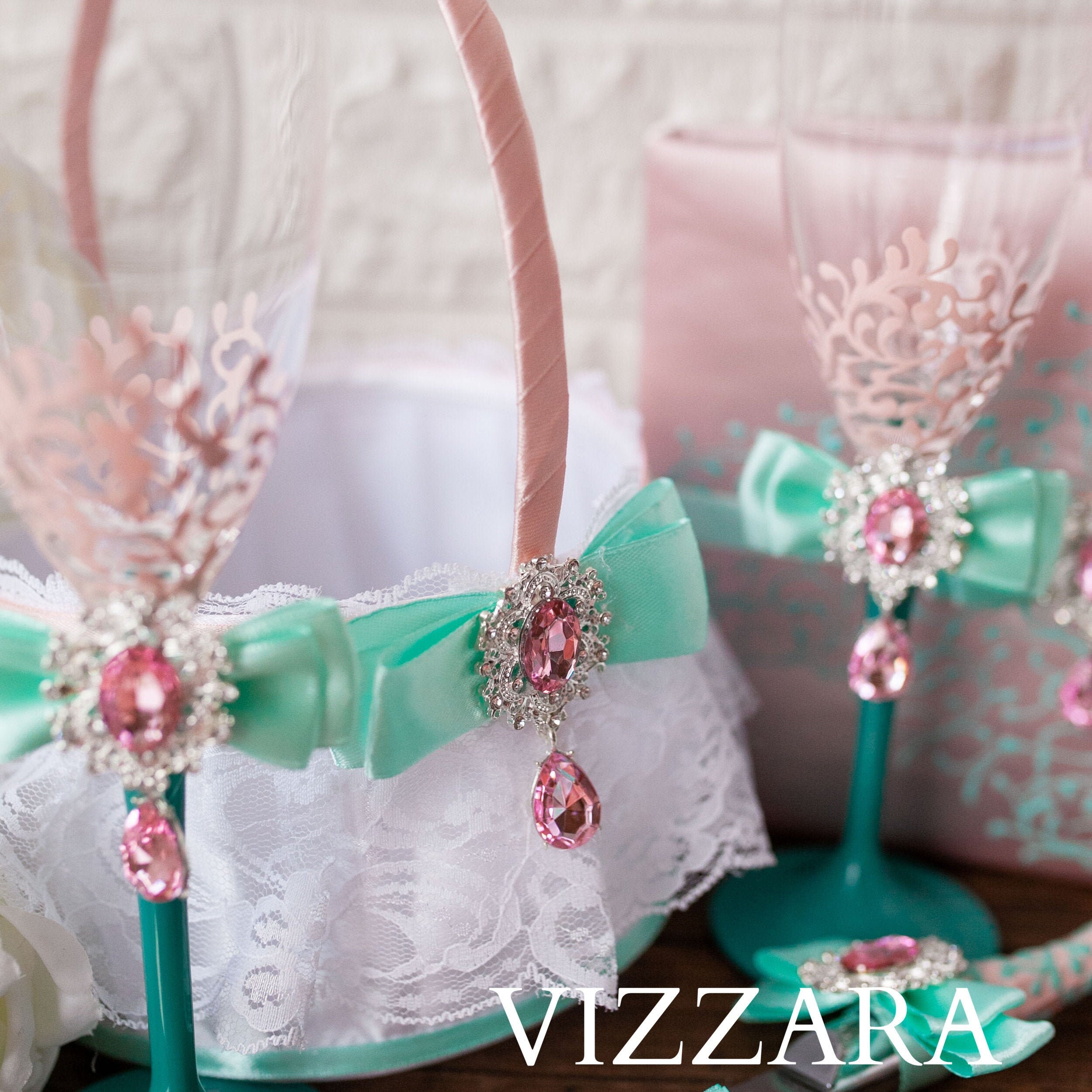 Flower girl basket Pink weddings Unique flower girl baskets Etsy