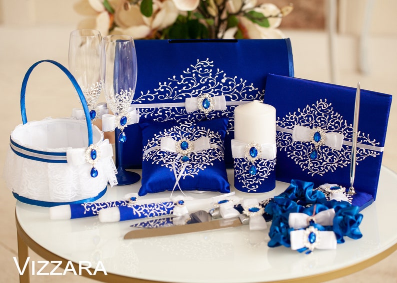 Wedding Ring Pillows and Basket Flower Girls Royal Blue and Etsy