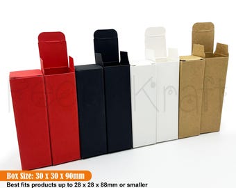 25-100 Stück Lipgloss Boxen 30x30x90mm, Großbrief für ätherische Öle & Kosmetikverpackungen, Small Business Boxes