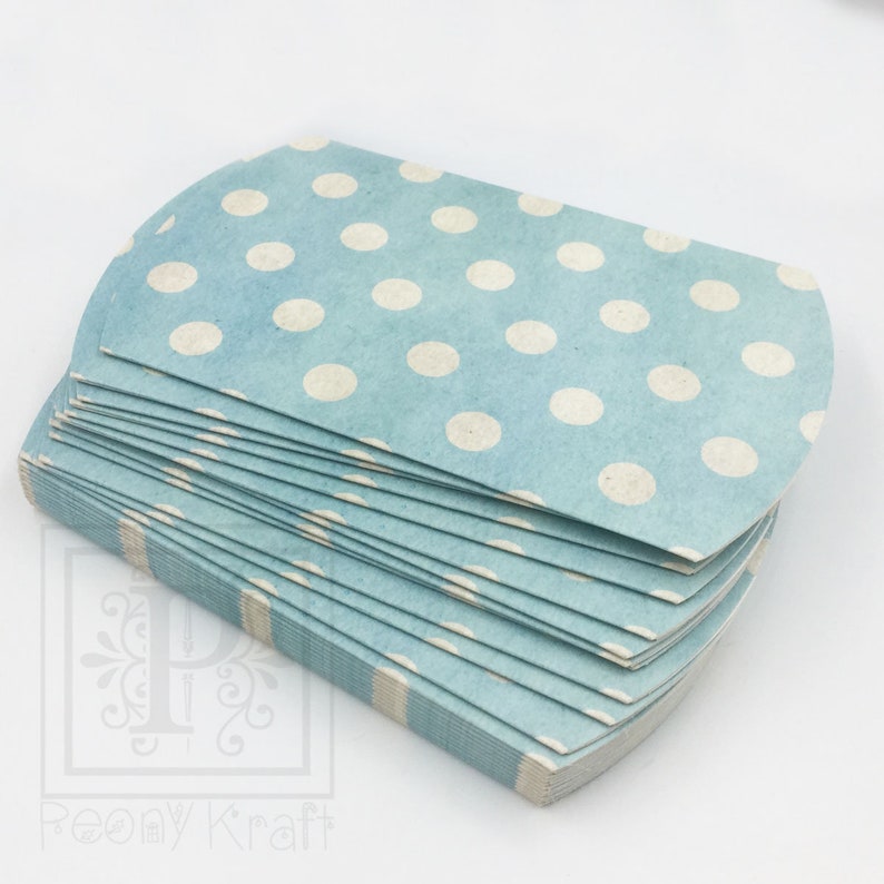 Holiday Gift Boxes Wedding Pillow Boxes Blue Pillow Boxes Baby Shower Pillow Boxes Size 5 12\u201d x 4\u201d x 1\u201d Polka Dot Pillow Boxes 10pcs
