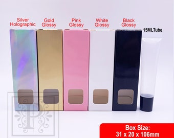 100pcs 15ml Squeeze Tube  Box with Window 31x20x106mm, Cosmetic Packaging Wholesale, Small Business Boxes