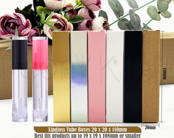 25–500 st läppglansförpackningar 20 x 20 x 110 mm, 8 ml läppolja, kosmetiska förpackningar, gratis DDP-frakt