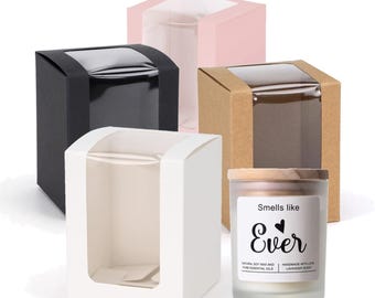 Candle Boxes with Window | Custom Bath Bomb & Candle Packaging | Wedding, Baby Shower, Holiday Gift Boxes | 80x80x100mm