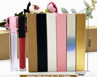 25–500 st läppglansförpackningar 20 x 20 x 130 mm, parfym- och kosmetikaförpackningar, lådor för småföretag, gratis frakt