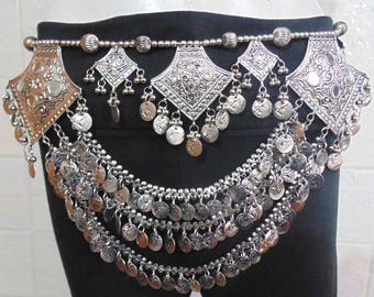 Tribal fusion Bellydance Belt , Hip scarf Waist jewelry Kuchi Belt , Ethnic Belt , Banjara Belt , Gypsy Belt , Belly dance Belt KARB 218984