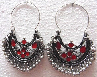 Oxidized AFGHAN Dangle Earrings , Hoop Earrings , Chandelier Earrings , Boho Earrings , Gypsy Earrings , Belly dance earrings