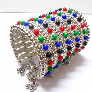 Silver Plated Oxidized Cuff Bracelet,Kuchi Cuff Bracelet,Ethnic Banjara Cuff Bracelet,Stretchable Cuff Bracelet,Belly dance Tribal Jewelry