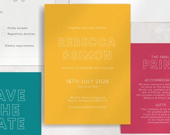 Yellow Wedding Invitation Suite | Bold Modern Invite | Rebecca