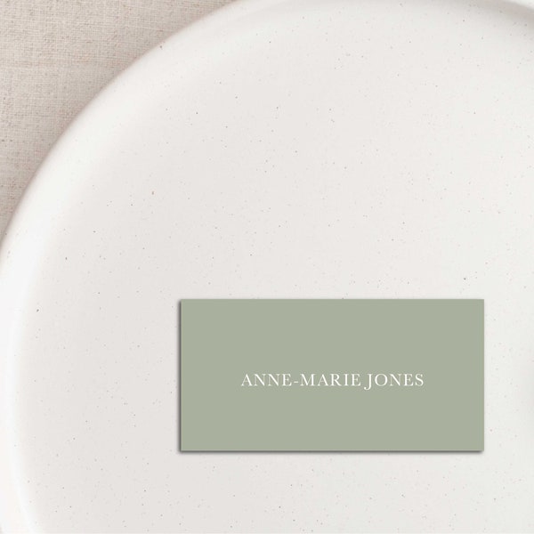 Sage Place Cards, Printed Place Cards, White Ink Wedding Name Cards, Coloured Place Names