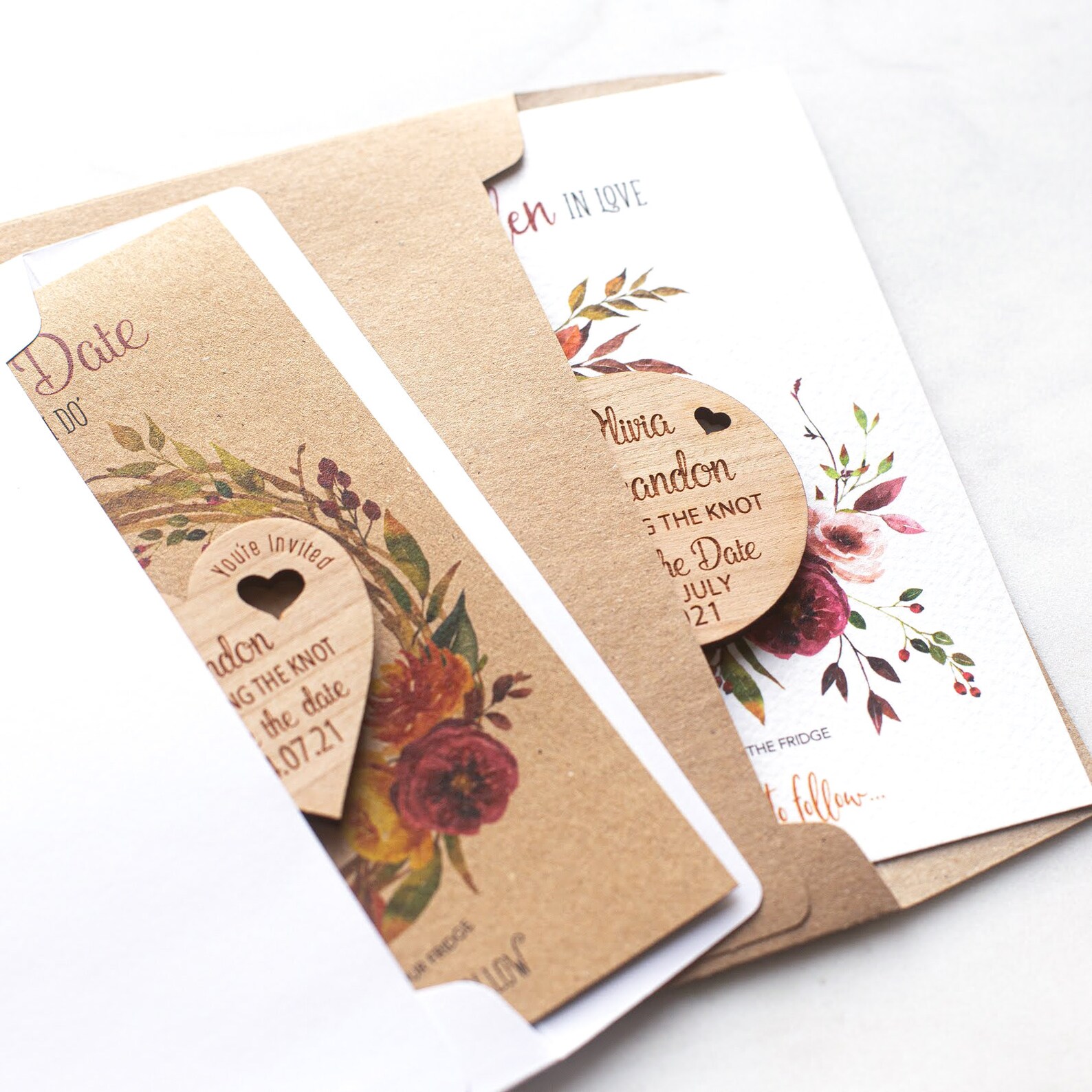 Rustic Save the Date Magnet With Cards Autumn Fall Wedding | Etsy UK