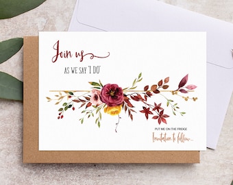 Landscape fall save the date wedding backing card, Autumn fall floral backing card for magnets FLWTH101c