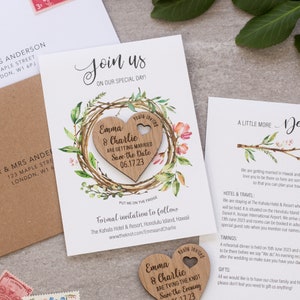 Save The Date Magnet With Cards, Wooden Save the date wedding magnets