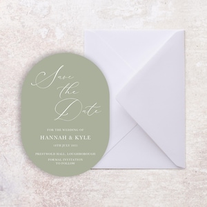 Oval salbeigrün Save the date Karten mit Umschlägen, Save the date ovale Karten, Classic Save our Date Hochzeitskarten