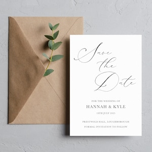 Save the date Karte und Umschlag, Luxus Save the Dates, Kalligraphie Schrift Save the Date farbige Karten