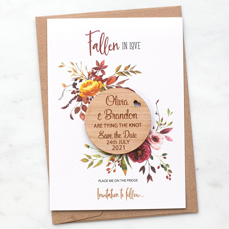 Rustic Save the Date Magnet With Cards Autumn Fall Wedding - Etsy UK
