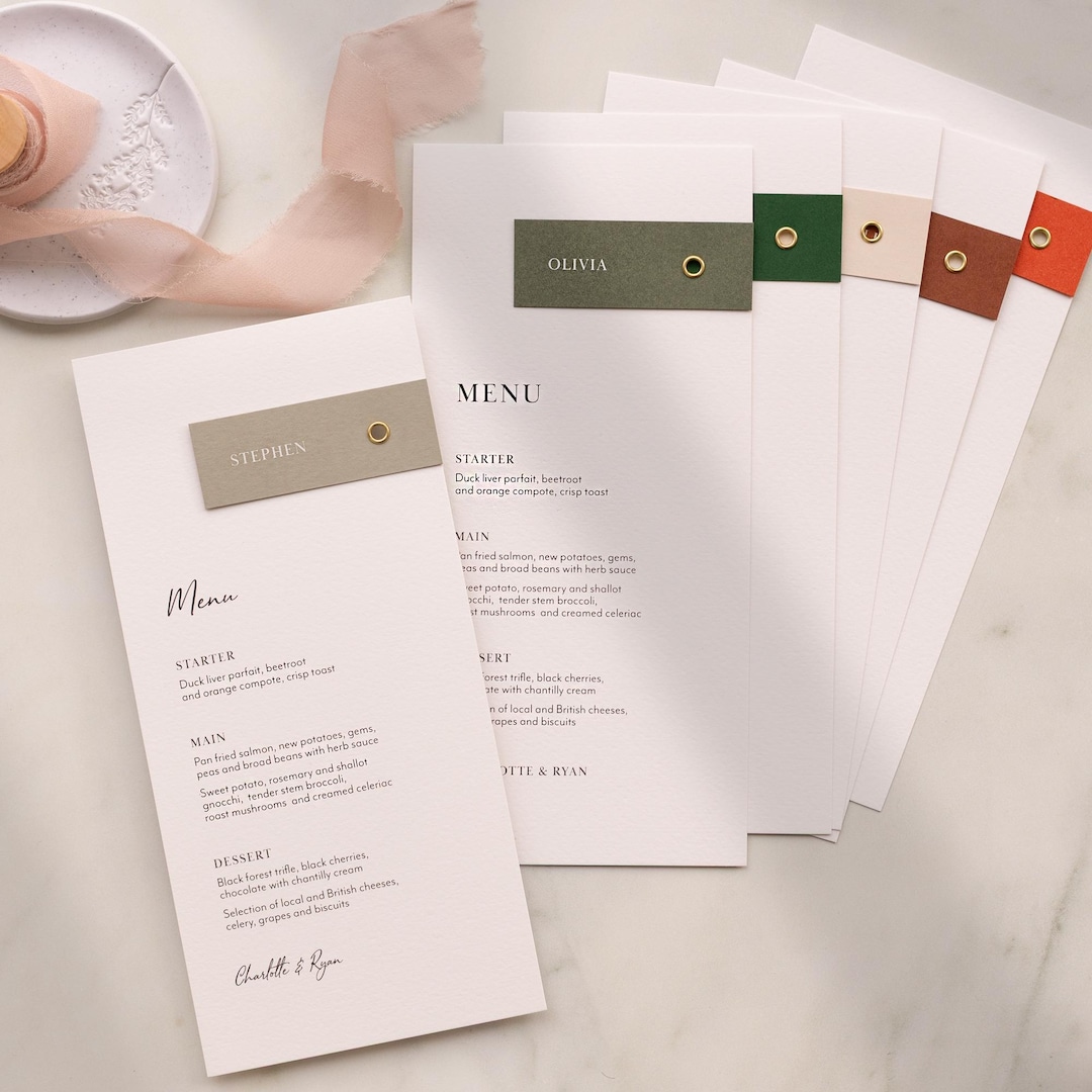 Menu. Tag Designing Wedding Menu Cards With Name Tag Place Card, Escort Menus - Etsy