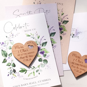 Lila Save the date Magnete, Laubhochzeit Save the date Karten, Frühlingssommerhochzeit, Lavendelhochzeitsmitteilungsmagneten
