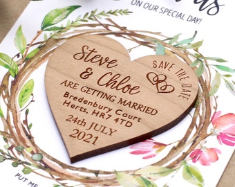 Save The Date Magnet, Rustic Heart Wooden Save the Date, Rustic Wedding Save the Date Personalised Wedding Invite, Custom Wedding Magnet