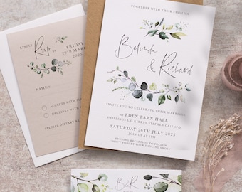 Eucalyptus Wedding Invitation Set | Elegant Botanical RSVP Card | Greenery Design