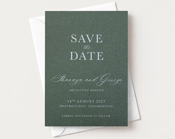 Personalised save the date cards with envelopes, Custom wedding announcement card, Modern Script Invite ST01