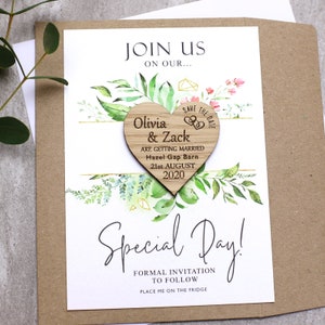 Floral Wedding Save The Date Magnets with Cards, Personalised Spring Summer Wedding Invitation, Rustic Garden Boho Wedding Invites