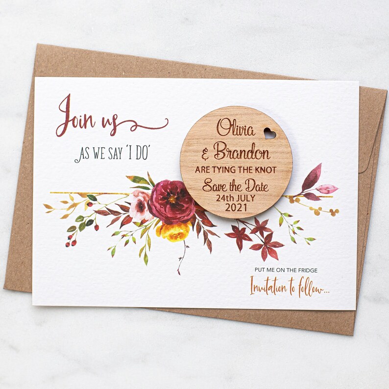 Rustic Save the Date Magnet With Cards Autumn Fall Wedding - Etsy UK