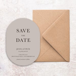 Save the date ovale Karten mit Umschlägen, Neutrale moderne Save the Date Karten, Save the Date Hochzeitskarten Luxus