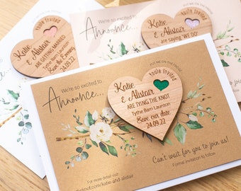 Save the date magnet heart, luxury save the date cards, unique save the date ideas, rustic wooden save the date wedding cards, spring summer