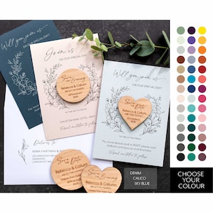 Blue Save the date magnets & cards, Eucalyptus wedding save the date cards, Wood Circle wedding Magnets, Luxury Eucalyptus save the dates