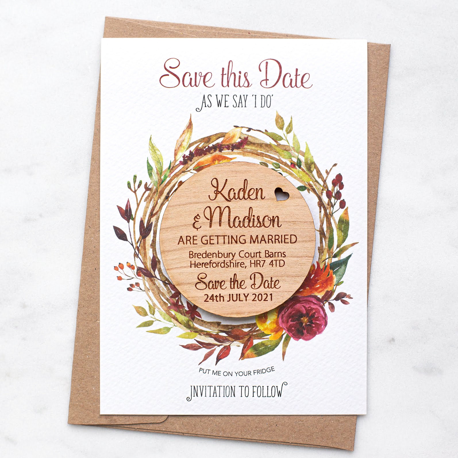 Rustic Save the Date Magnet With Cards Autumn Fall Wedding - Etsy UK