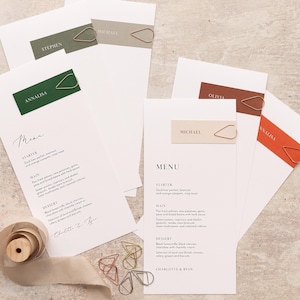 Menu cards with name tags, Wedding place card tags, Menu with Place Card, Personalized Menu with Name, Menu with names