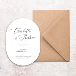 Ovale Save the date Karten mit Umschlägen, Luxuriöse Save the Date ovale Karten, Klassische Save the Date Hochzeitskarten