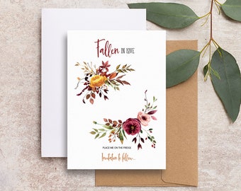 Fall foliage save the date wedding backing card, Autumn fall floral backing card for magnets FLWTH101b