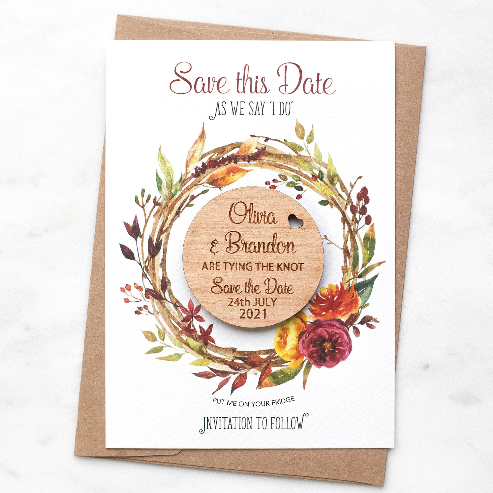 Rustic Save the Date Magnet With Cards Autumn Fall Wedding - Etsy UK