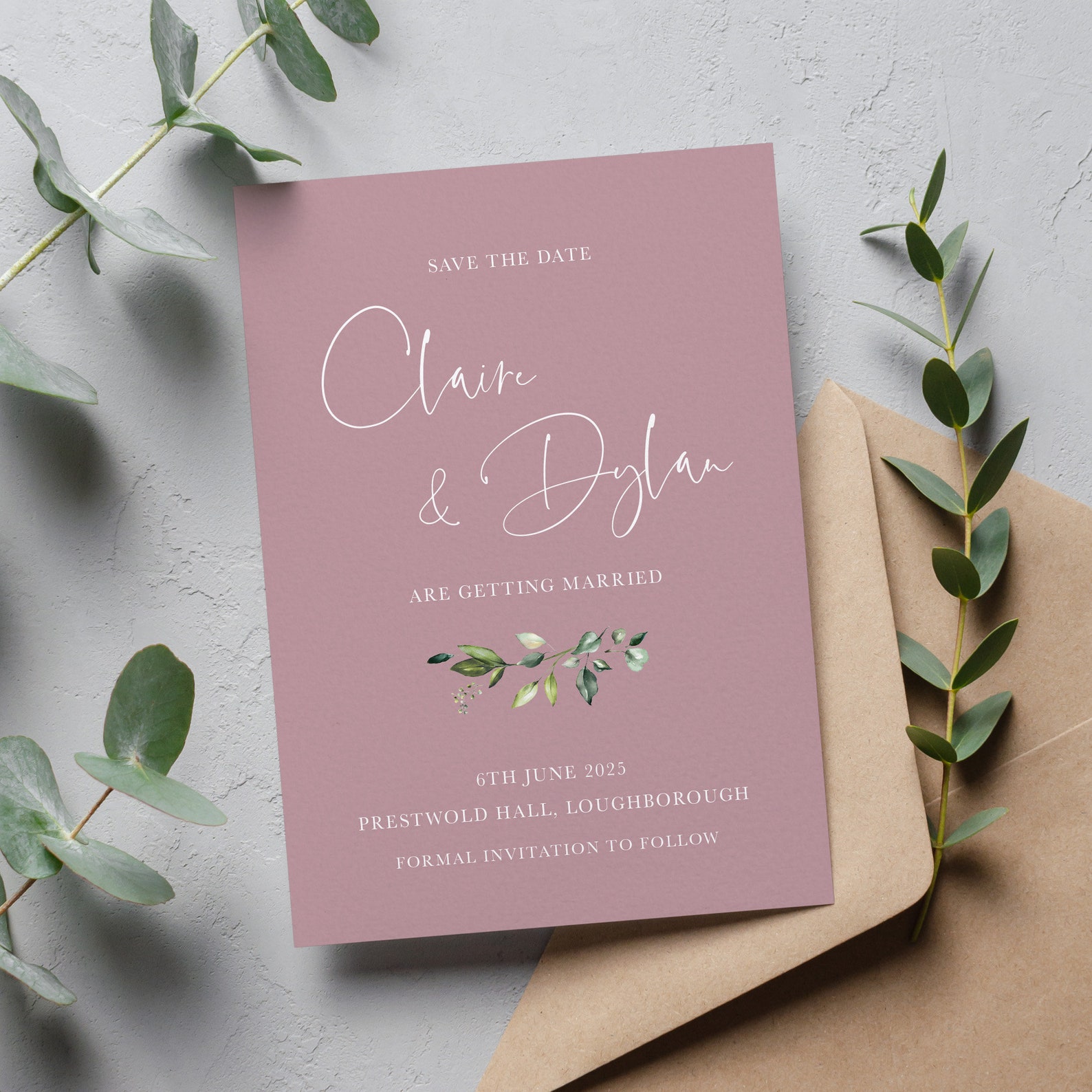 Save the Date Karte in Vintage-Rosé
