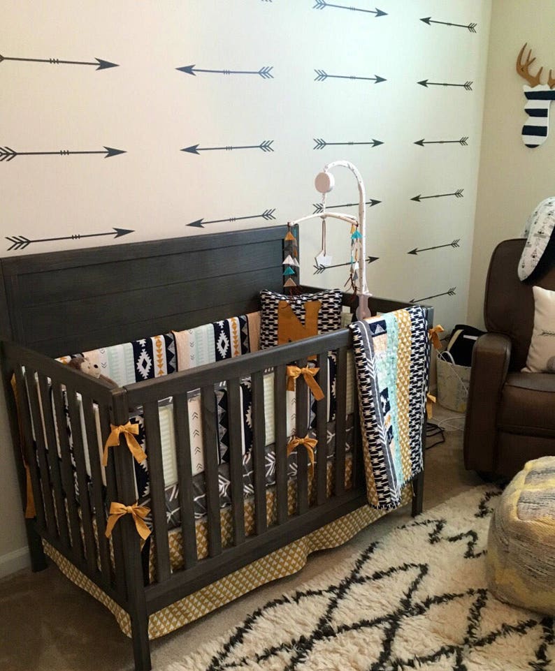 Aztec Baby Bedding Set 3 Piece Skirt Sheet Bumper Crib Aztec Baby Bedding Set 3 Piece Skirt Sheet Bumper Crib Image