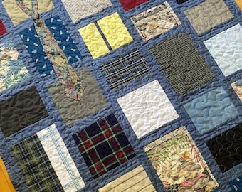 Memory Quilt Bereavement Quilt | Keepsake T shirt Baby&#39;s First Year  | Tee Shirt Quilt   Graduation Tshirt Blanket Necktie