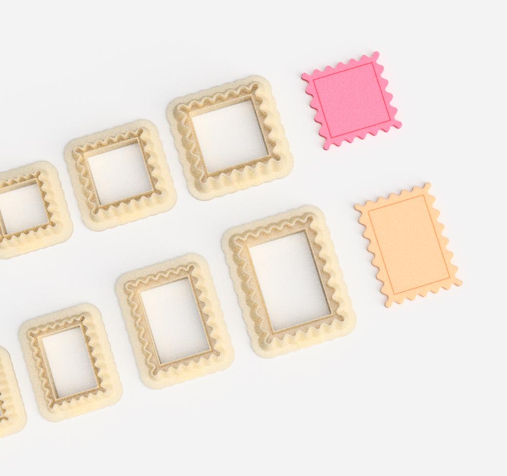 Christmas Postage Stamp, Frame Cutter Set - 2 Shapes, 4 Sizes - Digital STL File for Clay - STL Earring