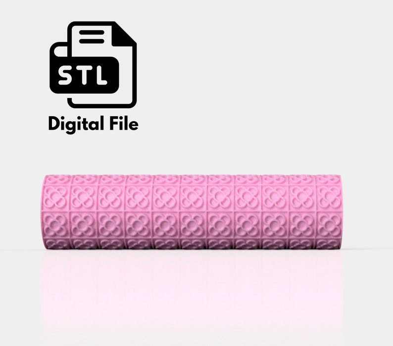 Flower Tiles Floor Texture Roller Digital STL File 3D Printing, Polymer Clay image 2