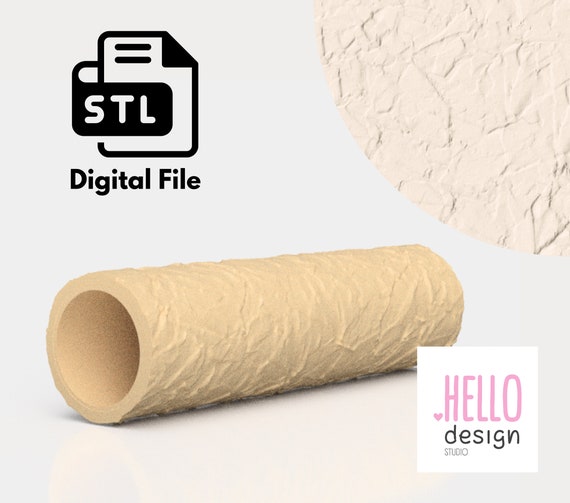 Paper Crumbled Texture Roller Digital STL File 3D Printing, Polymer Clay