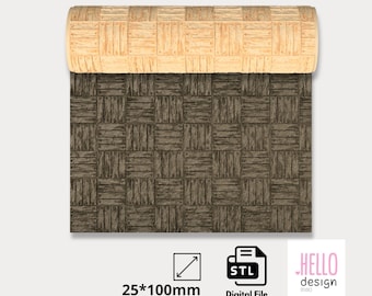 Textuurroller houten vloer: digitaal STL-bestand voor 3D-printen en polymeerklei