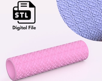 Flower Tiles Floor Texture Roller Digital STL File 3D Printing, Polymer Clay