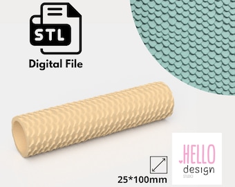 Dragon Scales Texture Roller Digitaal STL-bestand 3D-printen, polymeerklei