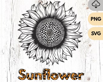 Spring Sunflower SVG, PNG, Flower SVG, Clipart, Laser Cut File, Cricut, Silhouette, Cameo - Instant Download