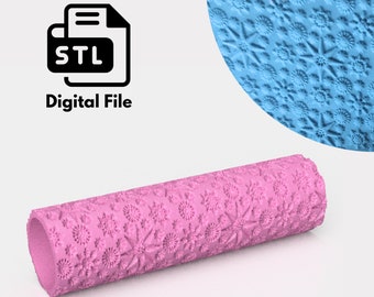 Christmas Snowflake Texture Roller Digital STL File 3D Printing, Polymer Clay